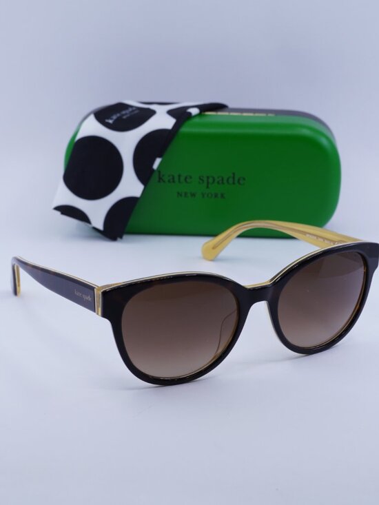 Kate Spade NATHALIE/G/S 0HJV HA Round Sunglasses - Havana/Yellow/Brown Gradient main image 9